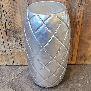 Elegant Silver Quilted Vase